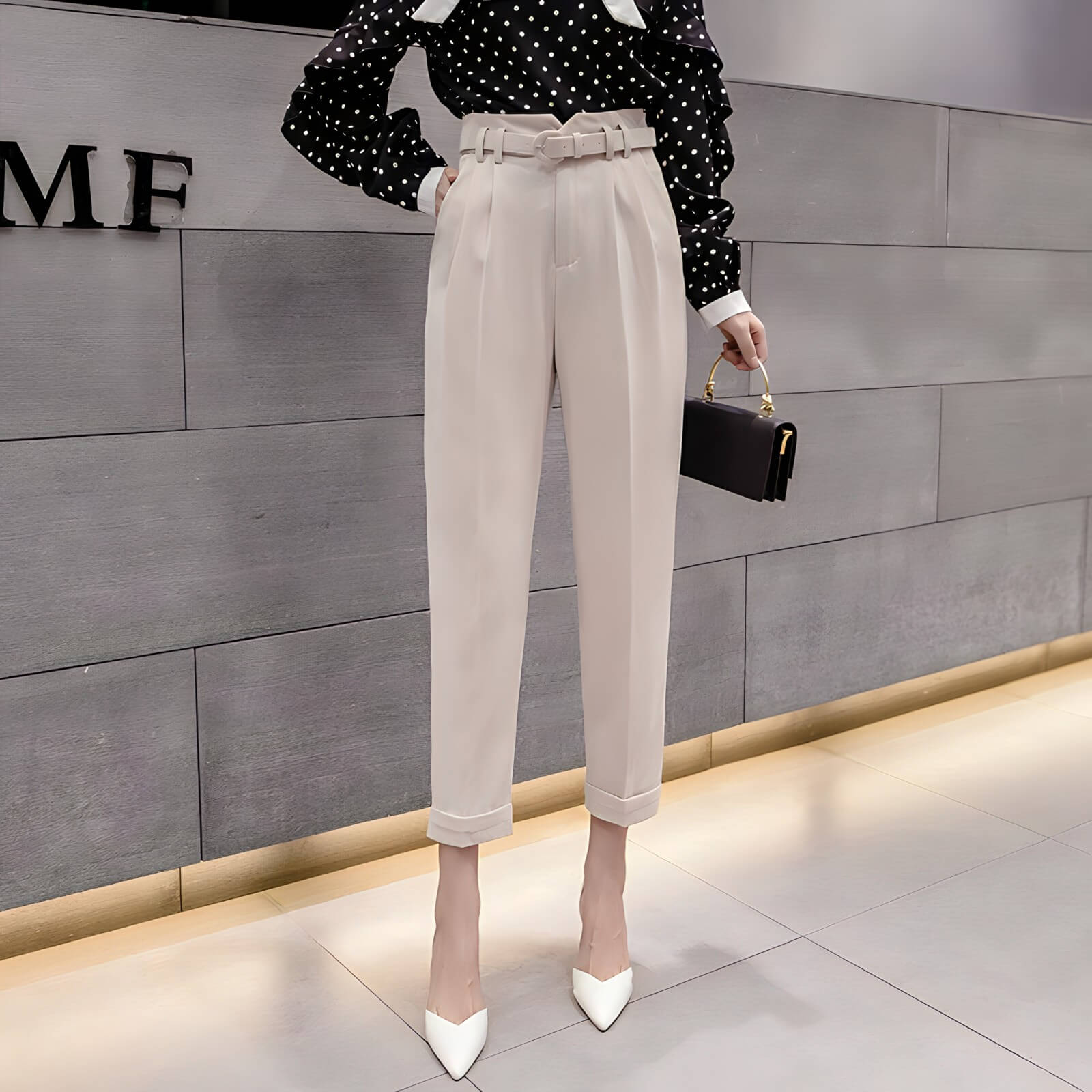 Calça Slim de Alfaiataria com Cinto Ceinture