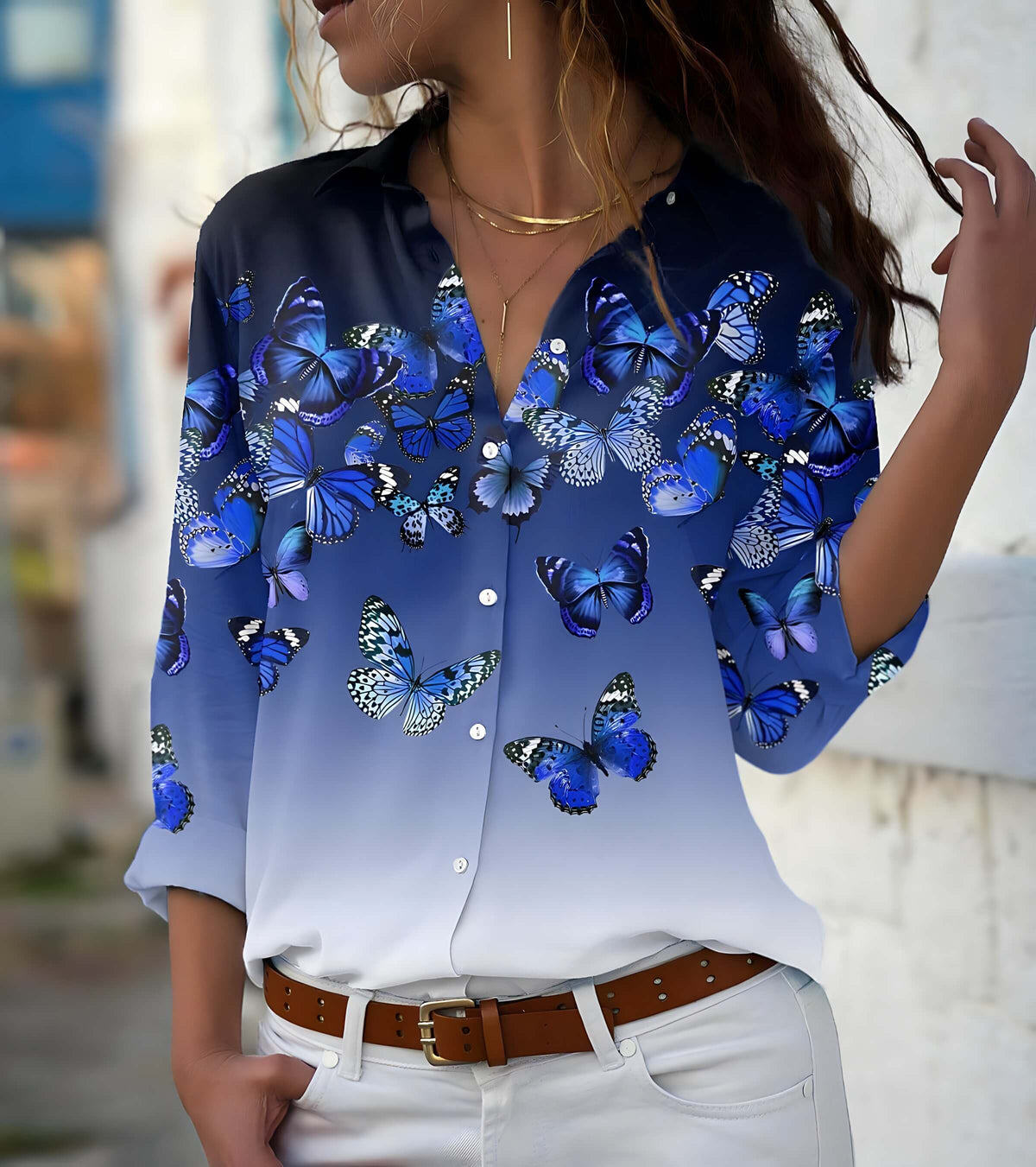 Camisa Casual de Casimira Miosótis
