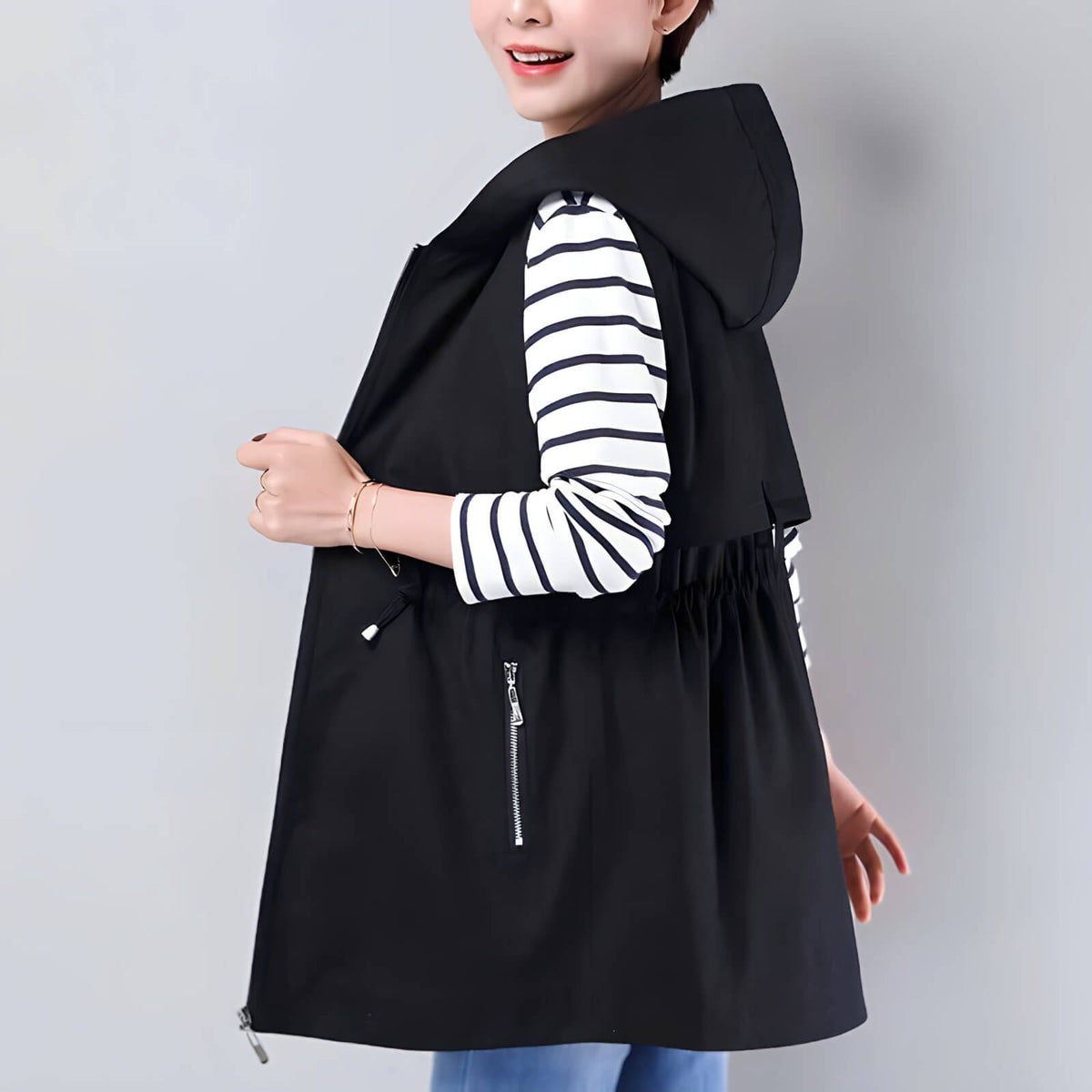 Colete Feminino Com Capuz Olive