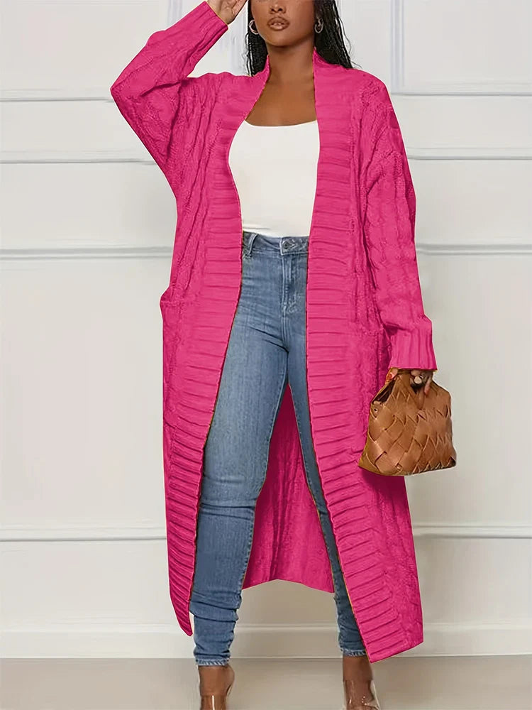Cardigan Longo Ponto Aberto Roseau
